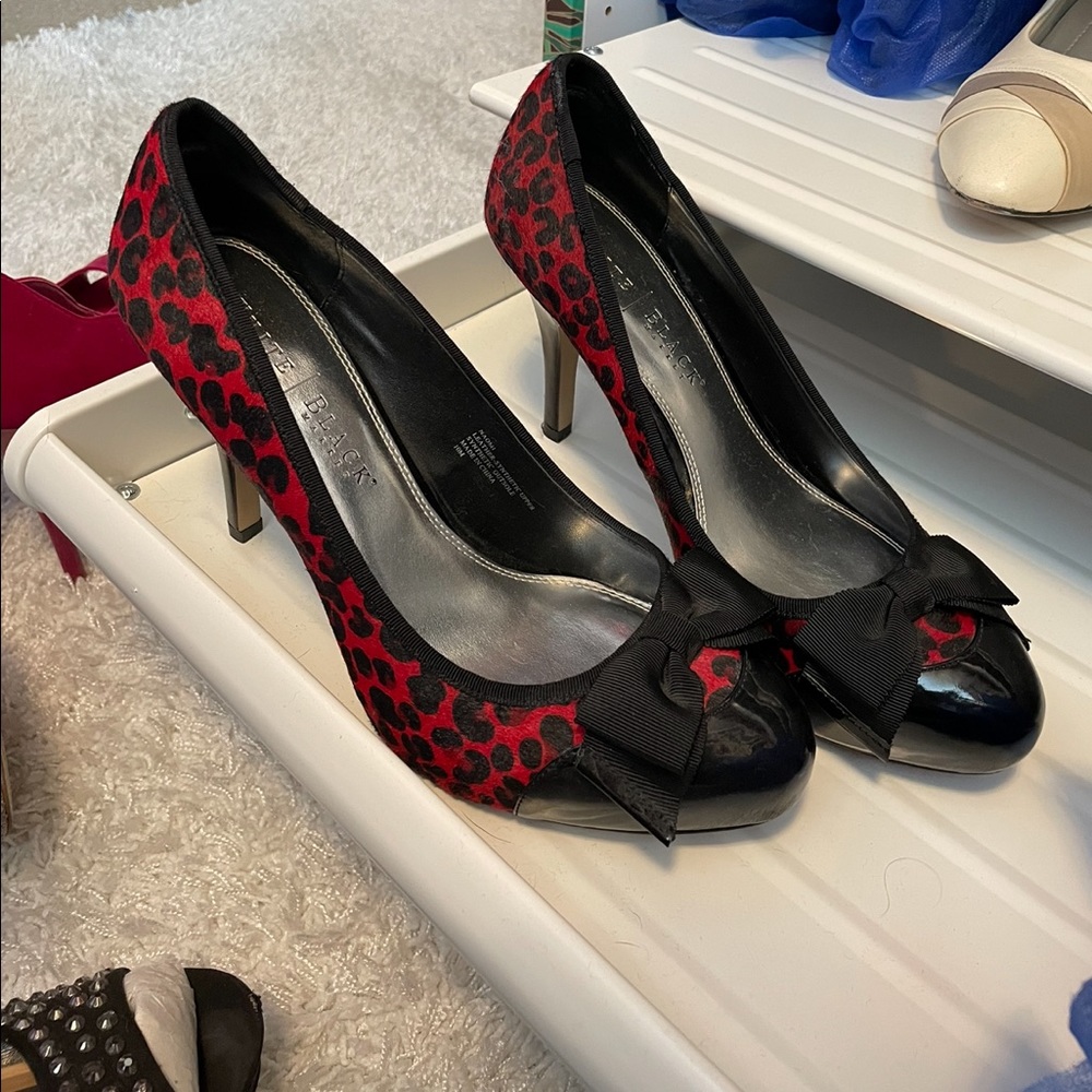 Whbm Red Leopard Print Heels - image 1